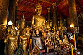 Luang Prabang, Laos - Wat Mai, detail of the Buddha altar inside the sim. 